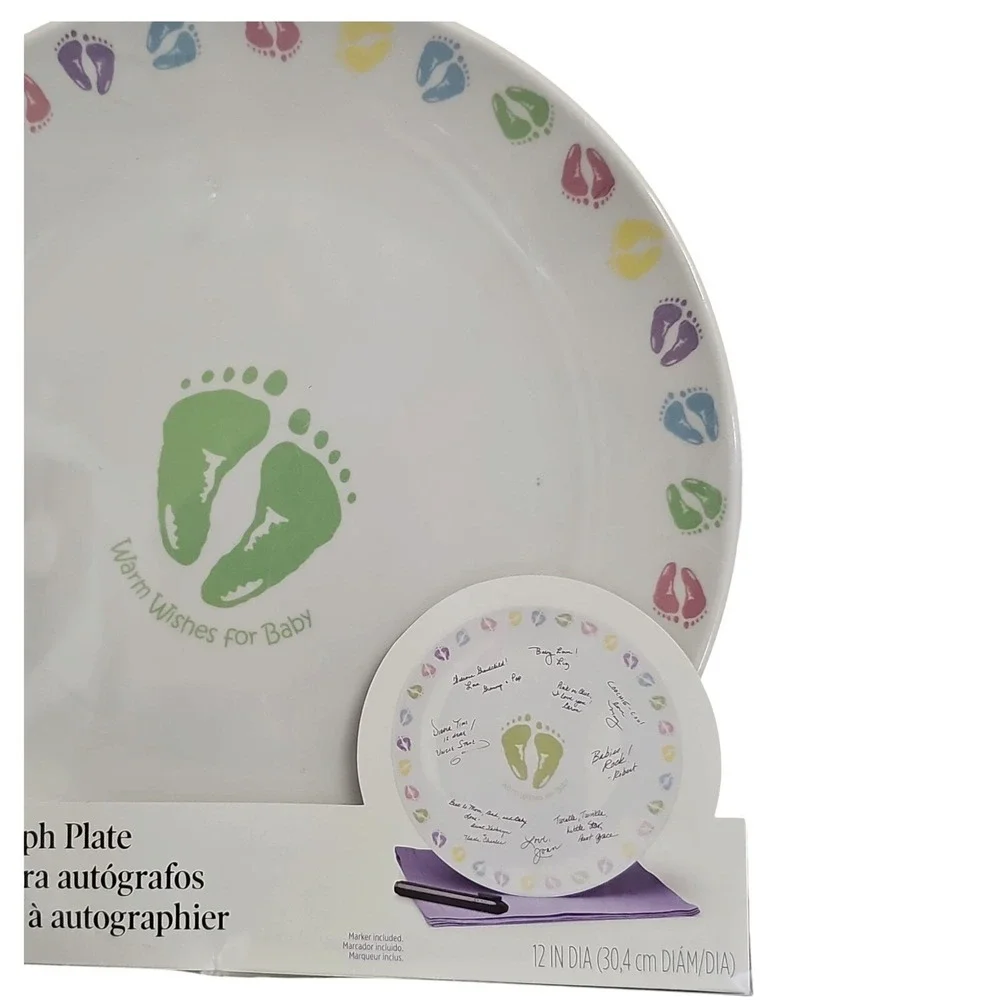 Wilton Autograph Plate Baby Shower Keepsake Warm Wishes‎ New in Box